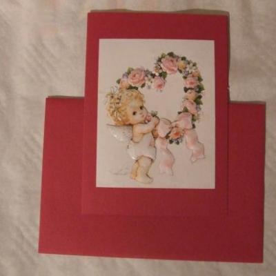 Carte 3D " L'enfant ange du bonheur"  enveloppe rouge